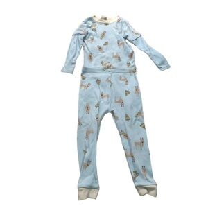George Kids Organic Baby Size 24 Months Pajama Set Light Blue Christmas Reindeer